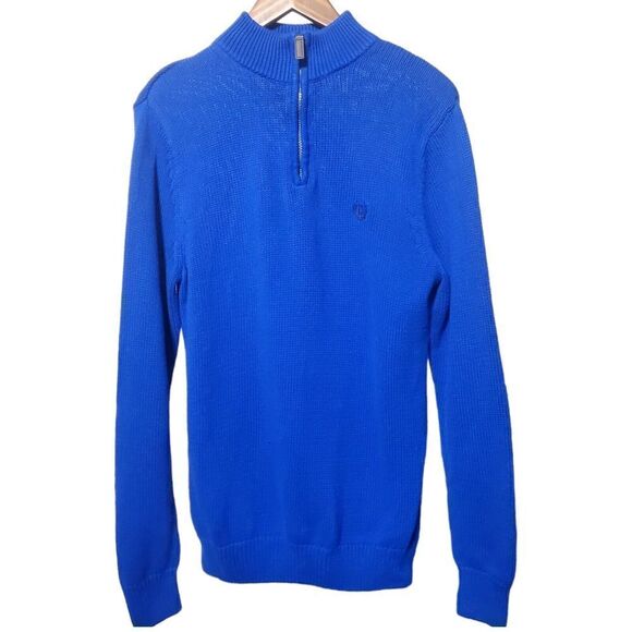 Ralph Lauren Chaps Mens Blue Vintage 1/4 Zip Cotton Sweater Size S Pullover - Picture 1 of 10